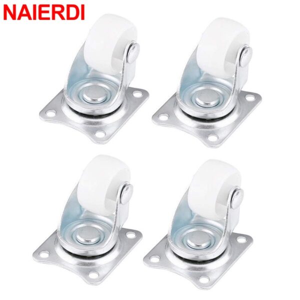 Naierdi ล้อหมุนเฟอร์นิเจอร์ ไนล่อน PP 10 กก. สีขาว สําหรับแพลตฟอร์ม รถเข็น เก้าอี้ เฟอร์นิเจอร์ 4 ชิ้น