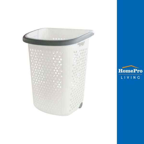 HomePro ตะกร้าผ้าล้อลาก ตะกร้าใส่ของ รุ่น BK-137-3 ขนาด 50x40x64cm. สีขาว/เทา แบรนด์ PLIM