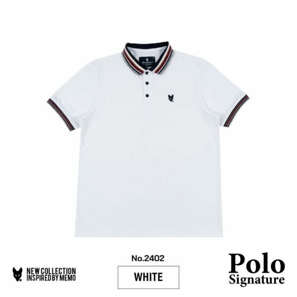 AEIOU เสื้อโปโล ⬜️ สีขาว Memo  Premium Polo Signature สินค้าลิขสิทธิ์แท้ WHITE