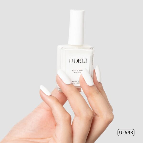 สีทาเล็บกึ่งเจล U-DELI U-693 White Tone ขาวผู้ดี แปรงทาง่าย (ไม่อบ) Vegan Nail-polish ไร้กลิ่นฉุน16ml