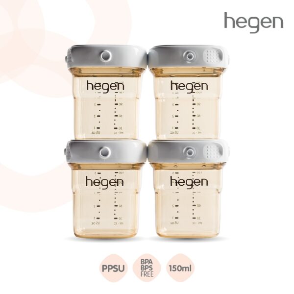 Hegen PCTO Breast Milk Storage 5oz/150ml [4-Pack] ขวดเก็บน้ำนม ฝาสีขาว รหัส HEG13152405