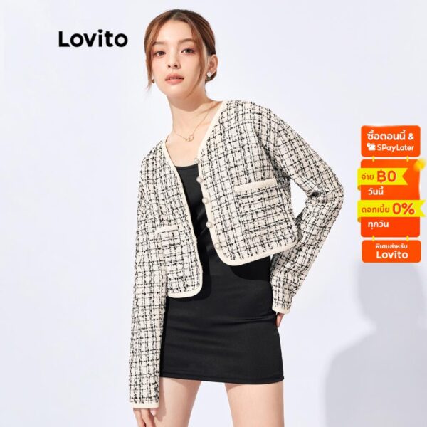 Lovito หรูหรากระเป๋าใส่เสื้อยืดสไตล์เกาหลี L32FW096 ( ครีมy-ขาว )