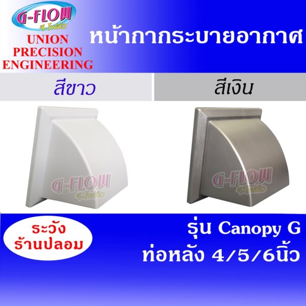 GFLOW ฝาครอบช่องระบายอากาศ ท่อหลัง Ø 4-6" (G)(สีขาว/Silver) Canopy