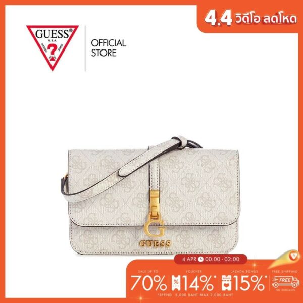 GUESS กระเป๋าถือ รุ่น QC921379 G JAMES LOGO XBODY FLAP ORGNZR สีขาว