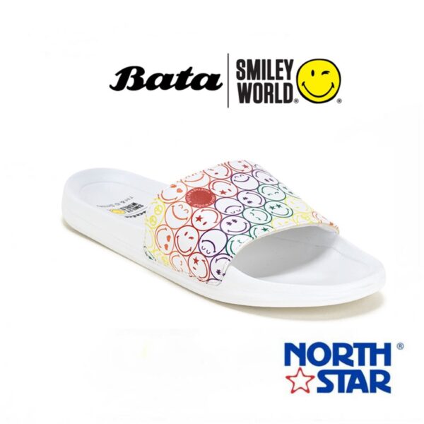 ฺBata บาจา SMILEY รองเท้าแตะแบบสวม ใส่ง่าย น้ำหนักเบา ไม่ลื่น ลายสดใสน่ารัก  รุ่น SMLIEY สีขาว รหัส 5610787