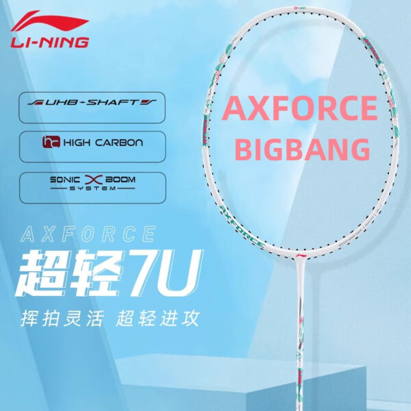 Li Ning AXFORCE BIGBANG(7U) ไม้แบดมินตัน คาร์บอน สีดํา ขาว ชนิดเบาพิเศษ (ของแท้ 100%)