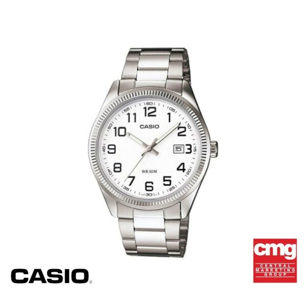 CASIO นาฬิกาข้อมือ CASIO รุ่น MTP-1302D-7BVDF วัสดุสเตนเลสสตีล สีขาว