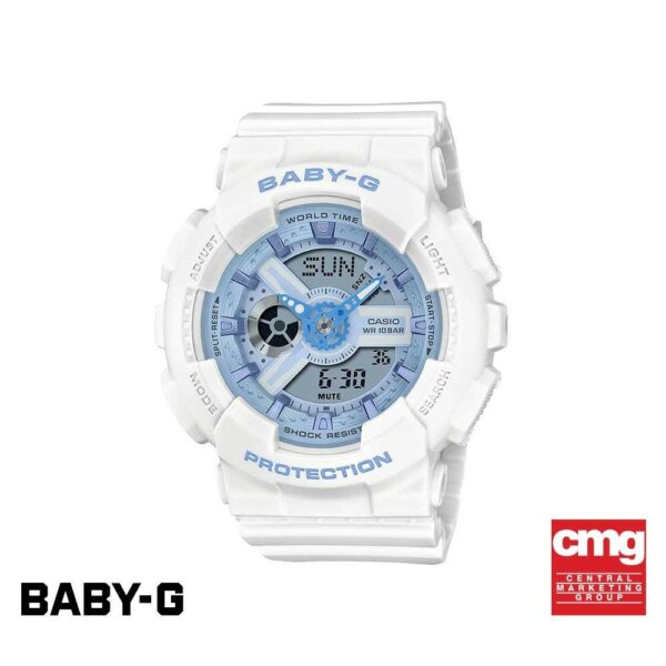 CASIO นาฬิกาข้อมือผู้หญิง BABY-G รุ่น BA-110XBE-7ADR วัสดุเรซิ่น สีขาว