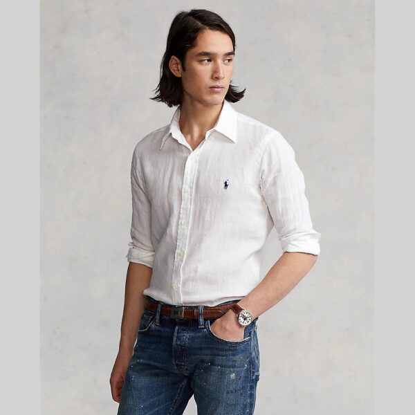 Polo Ralph Lauren เสื้อเชิ้ตผู้ชาย Shirt-Custom Fit Linen Shirt รุ่น MNPOWOV16820261 สีขาว