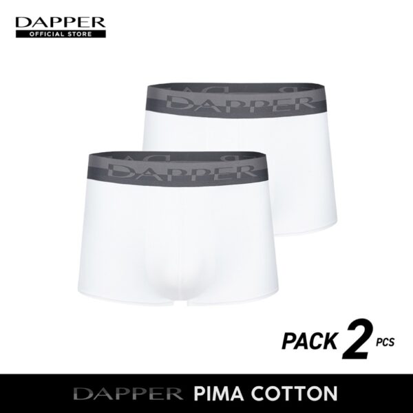 DAPPER [PACK 2 ชิ้น] กางเกงชั้นในชาย Dapper Pima Cotton ทรง Trunks สีขาว (UB2W1/010E)