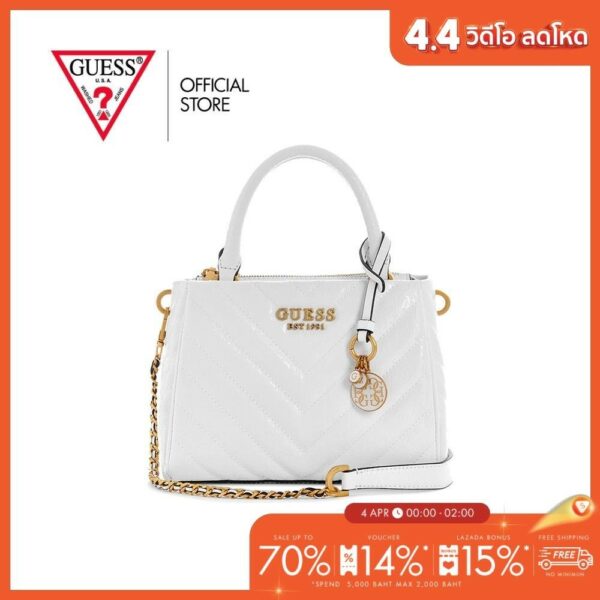 GUESS กระเป๋าถือ รุ่น GA919905 JANIA SMALL GIRLFRIEND SATCHEL สีขาว