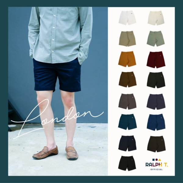 [เพิ่มสี] กางเกงขาสั้นผู้ชาย รุ่น London - RALPH T OFFICIAL กางเกงผู้ชาย สีขาว men shorts กางเกงชิโน่