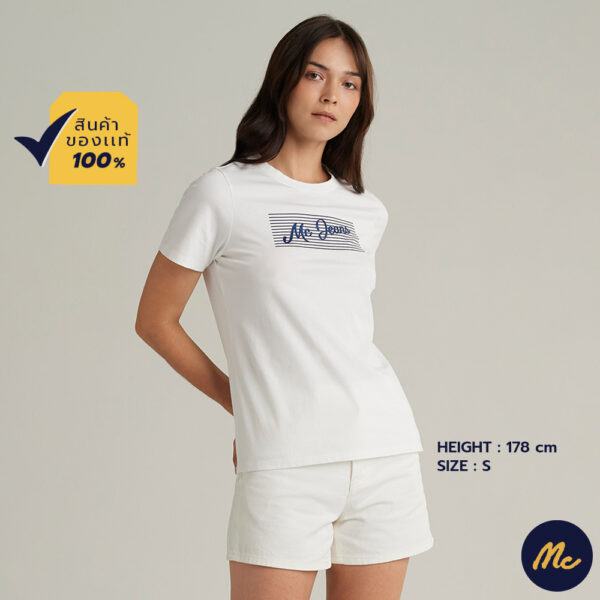 Mc JEANS เสื้อยืดแขนสั้นผู้หญิง สีขาว MTTZ638