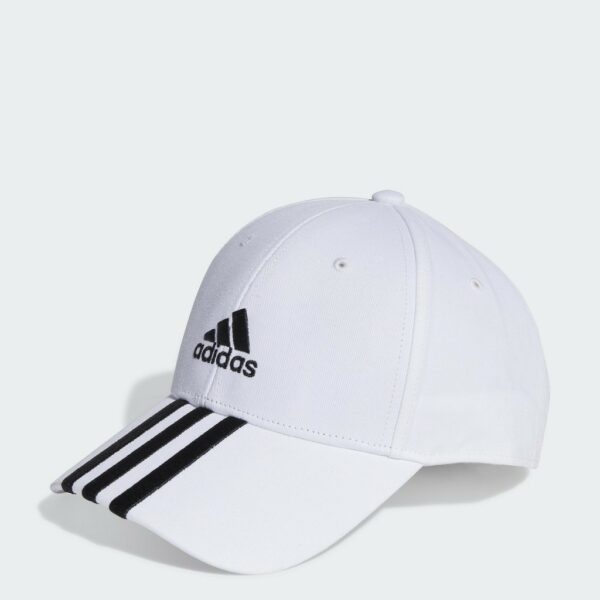 adidas ไลฟ์สไตล์ หมวกเบสบอลผ้าฝ้ายทวิล 3-Stripes Unisex สีขาว II3509