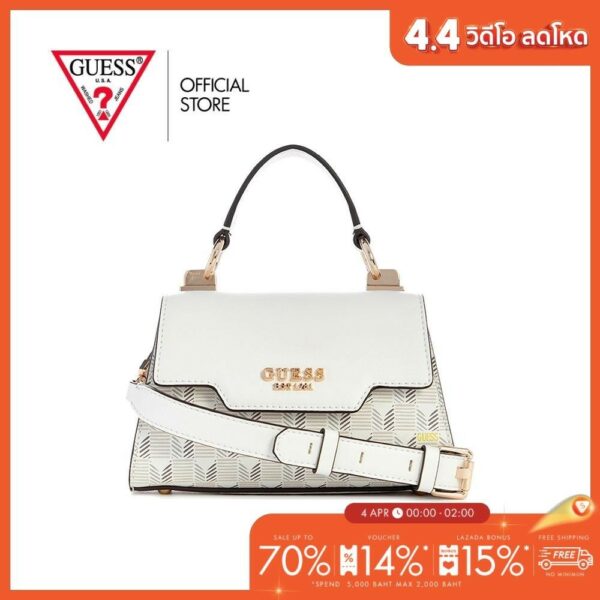 GUESS กระเป๋าสะพาย รุ่น JT874077 HALLIE MINI FLAP สีขาว