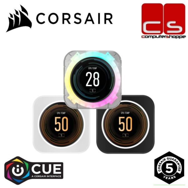 Corsair iCUE ELITE ชุดอัพเกรด CPU Cooler จอแสดงผล LCD - สีดํา / สีขาว / น้ําแข็ง