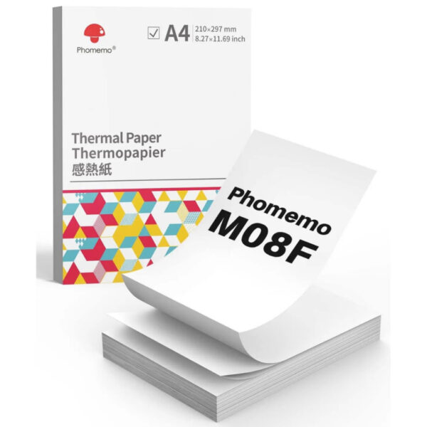 Phomemo กระดาษความร้อน A4 Thermal Paper A4 แห้งเร็ว กระดาษความร้อนสีขาว ขนาดA4 จำนวน 100 ใบ สำหรับรุ่น PM08F