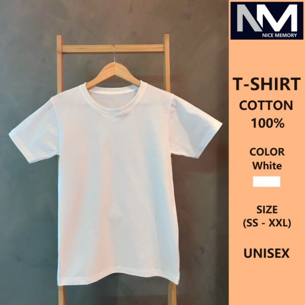 เสื้อยืด Cotton 100% สีขาว Unisex เนื้อผ้านุ่มใส่สบาย ระบายอากาศได้ดี