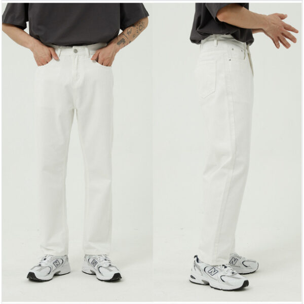 StylePop กางเกงยีนส์ขายาวผู้ชาย ทรงกระบอก สีขาว White Pants JL962