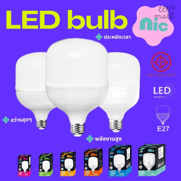 หลอดไฟ LED หลอด LED SlimBulb light ขั้ว E27 หลอดไฟ E27 25W 35W 45W 65W 85w หลอดไฟ LED มีแสงขาว และ แสงวอร์มไวท์