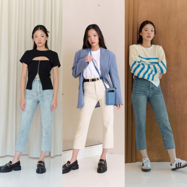 NIPPERISDABEST กางเกงยีนส์รุ่น Popo denim ทรงกระบอกเล็ก ปลายตัด สียีนส์เข้ม ยีนส์อ่อน และสีขาวครีม