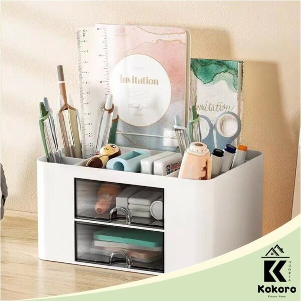 •ᴥ• kokorohome •ᴥ•   กล่องปากกา 5ช่อง สีขาว ที่ใส่ปากกา ลิ้นชักเล็ก  เก๊ะใส่ของ ลิ้นชัก ที่วางปากกา จัดระเบียบโต๊ะ