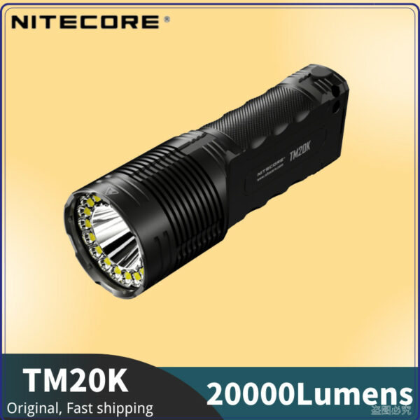 Nitecore TM20K ไฟฉาย LED 20000 ลูเมน ชาร์จ USB แบตเตอรี่ในตัว สีขาว