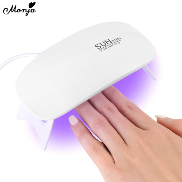 Monja เครื่องเป่าเล็บเจล UV 6W 45 60s SUNmini2 โคมไฟ Led USB รูปหนู พกพา สีชมพู ขาว สําหรับทําเล็บอะคริลิค 6 ชิ้น