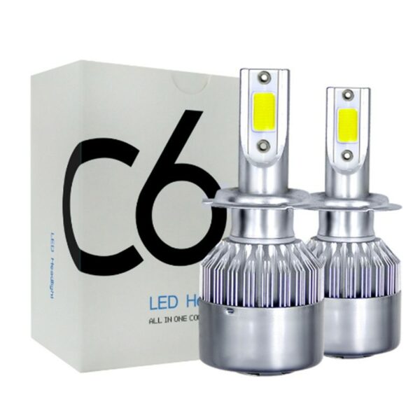 1คู่ ไฟหน้ารถยนต์ C6 LED แสงสีขาว H1 H3 H4 H7 H11 9005 9006 36W 6000K